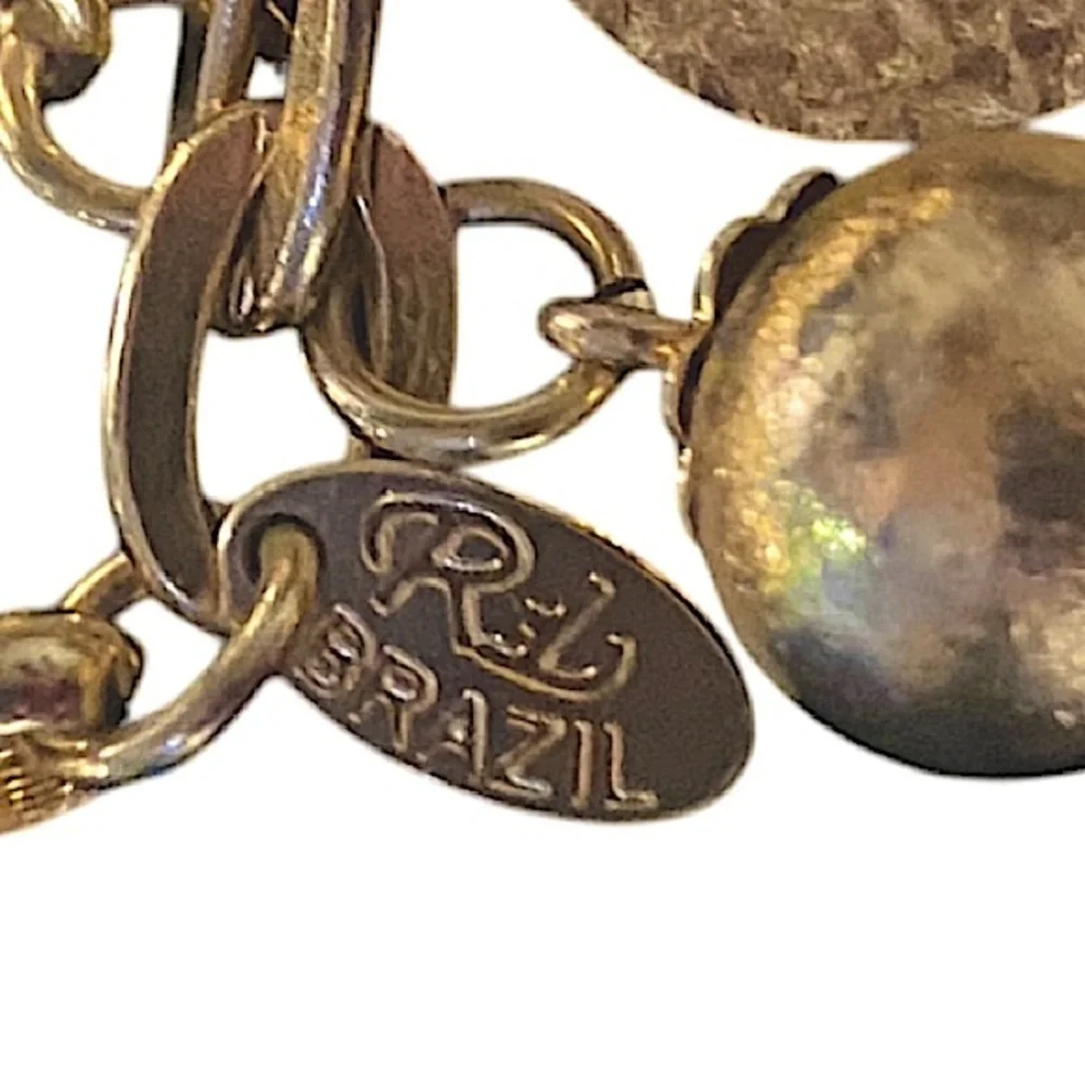 RIVKA FRIEDMAN - EUC - Oval Rolo Disc 18K Yellow Gold Plated Charm Bracelet.